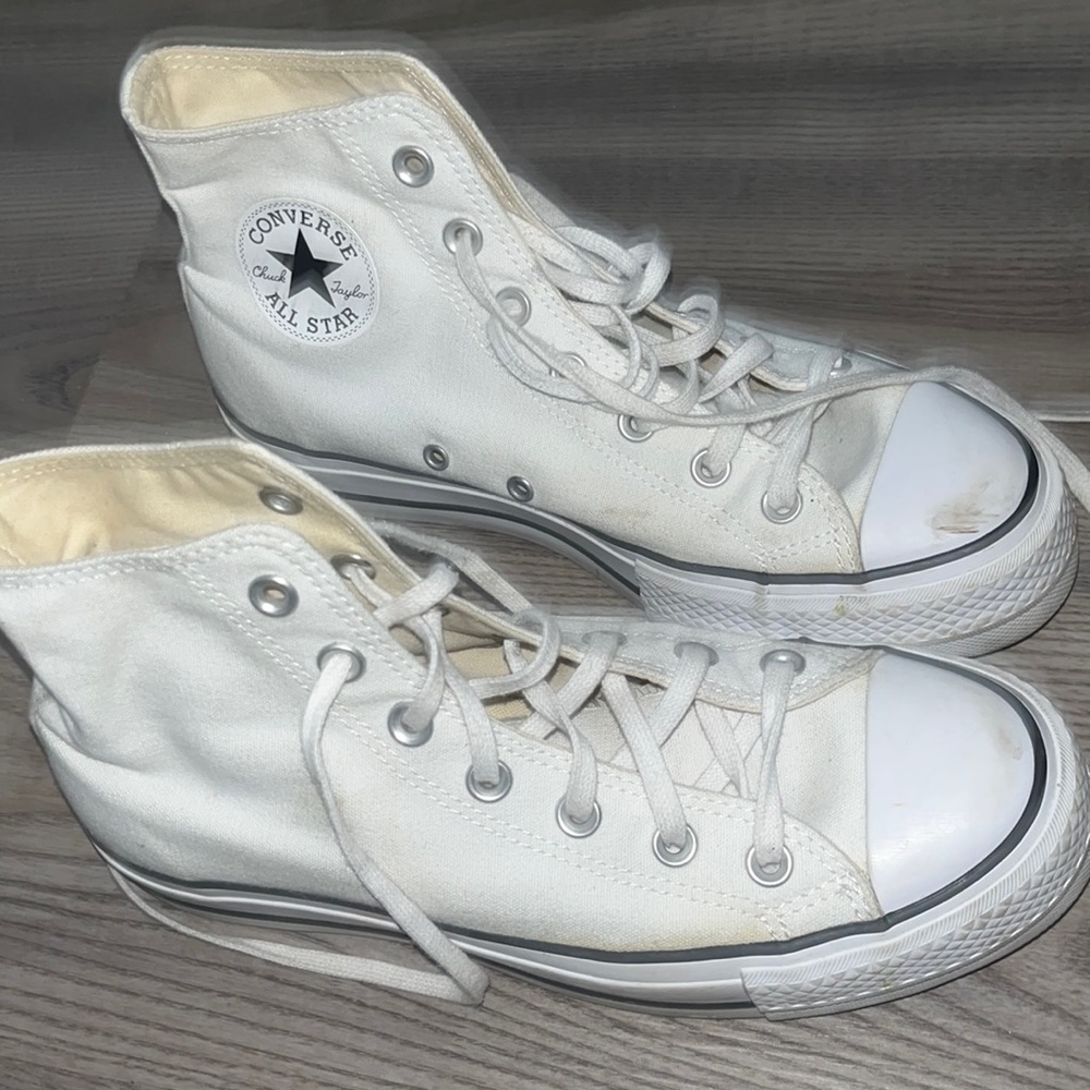 Converse White High Top Platforms